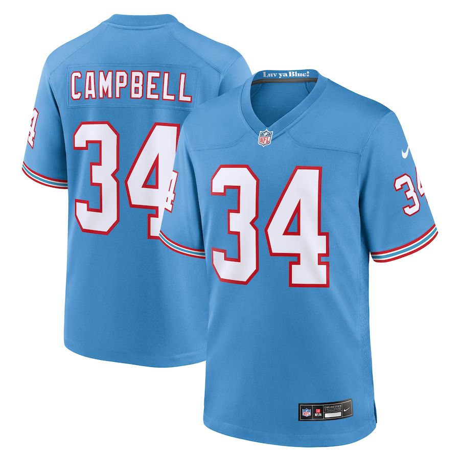 Men Tennessee Titans 34 Earl Campbell Nike Light Blue Oilers Throwback Retired Player Game NFL Jersey